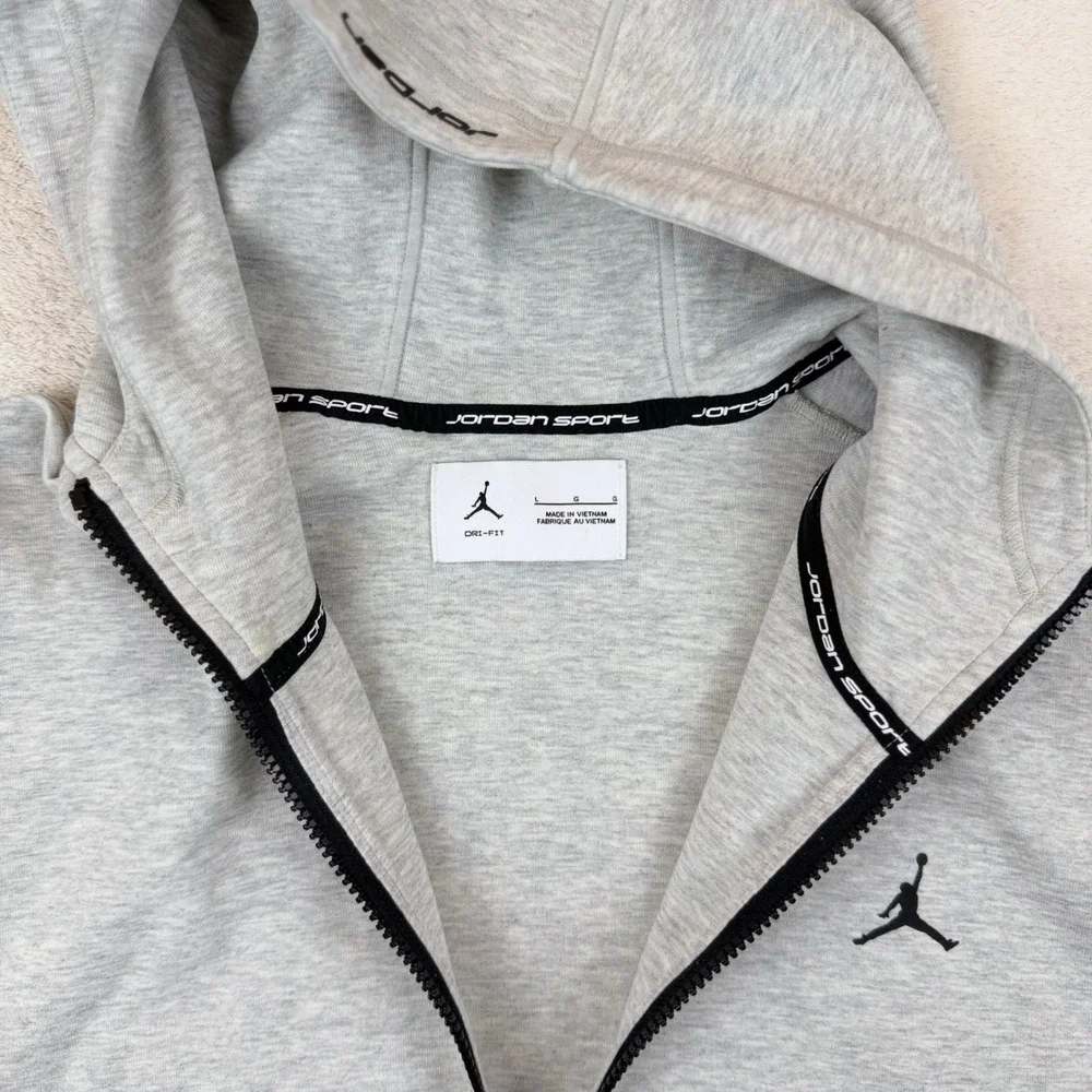 Jordan Sport Hoop Fleece Dri-Fit‎ Full-Zip Hoodie FV8602-050 Grey Sz Large